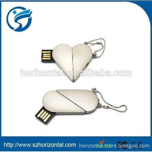 Alibaba express unique design chic metal heart USB in USB flash stick